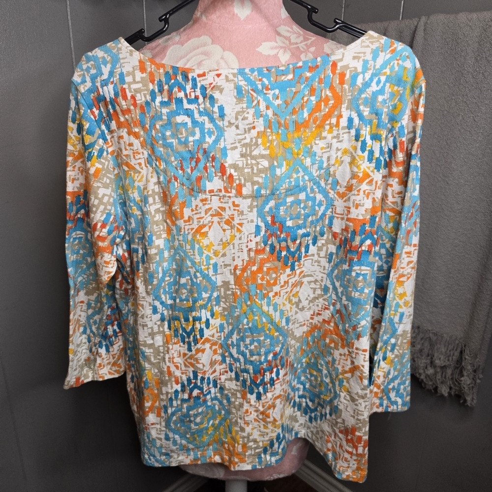 SOLD 🔥2for$20 - Ruby Rd. Multicolor Geometric Blouse - Picture 5 of 6